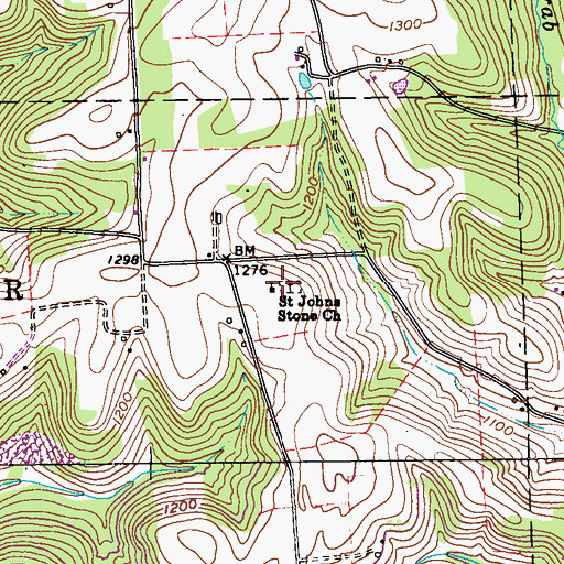 Topographic Map of Saint Johns Stone Church, PA