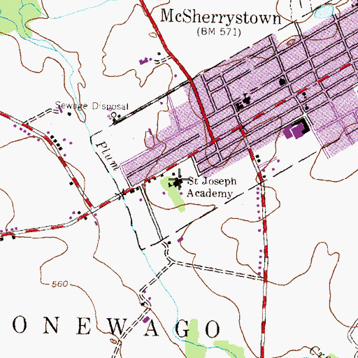 Topographic Map of Saint Joseph Academy, PA