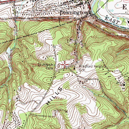 Topographic Map of Saint Joseph Cemetery, PA