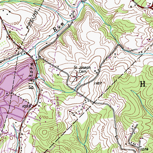 Topographic Map of Saint Joseph Cemetery, PA