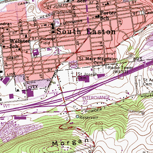 Topographic Map of Saint Joseph Cemetery, PA