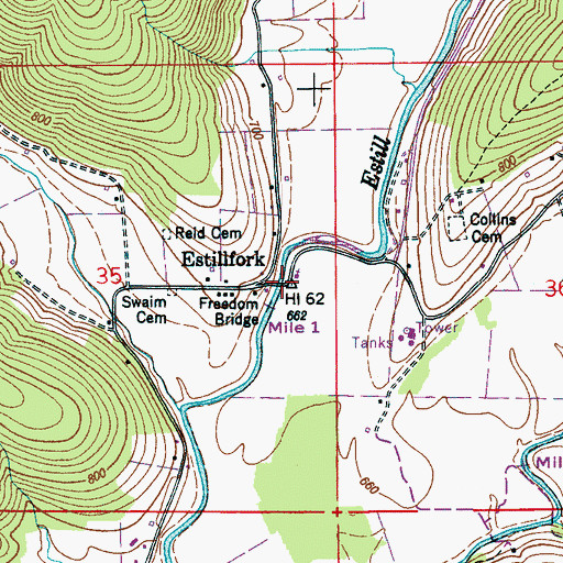 Topographic Map of Freedom Bridge, AL