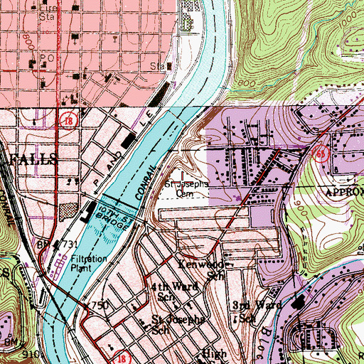 Topographic Map of Saint Joseph Cemetery, PA