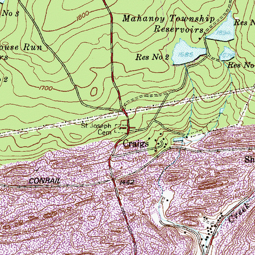 Topographic Map of Saint Joseph Cemetery, PA