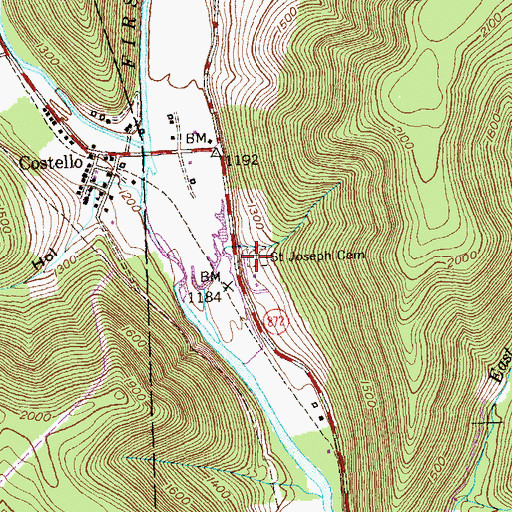 Topographic Map of Saint Joseph Cemetery, PA