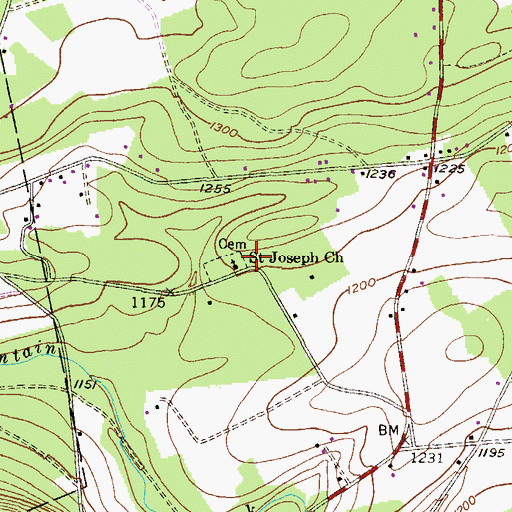 Topographic Map of Saint Joseph Church, PA