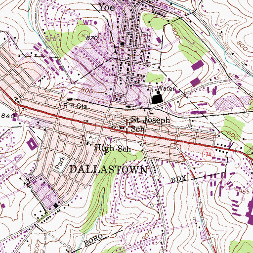Topographic Map of Saint Joseph School, PA