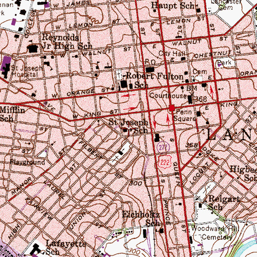 Topographic Map of Saint Joseph School, PA