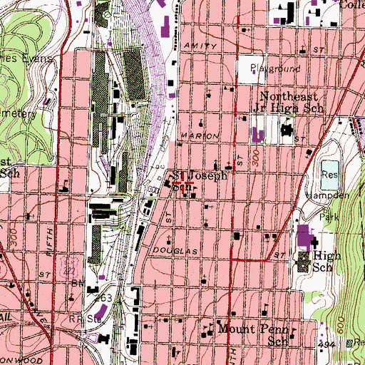 Topographic Map of Saint Joseph School, PA
