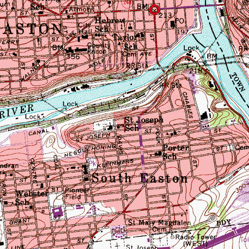 Topographic Map of Saint Joseph School, PA