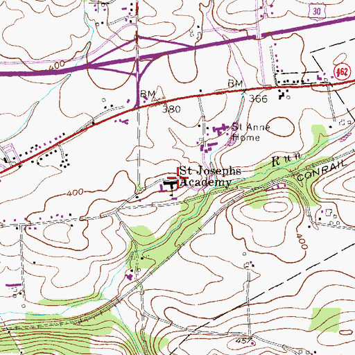 Topographic Map of Saint Josephs Academy, PA