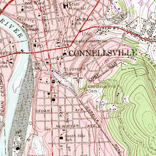 Topographic Map of Saint Josephs Cemetery, PA