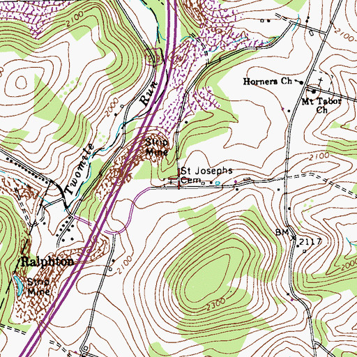 Topographic Map of Saint Josephs Cemetery, PA