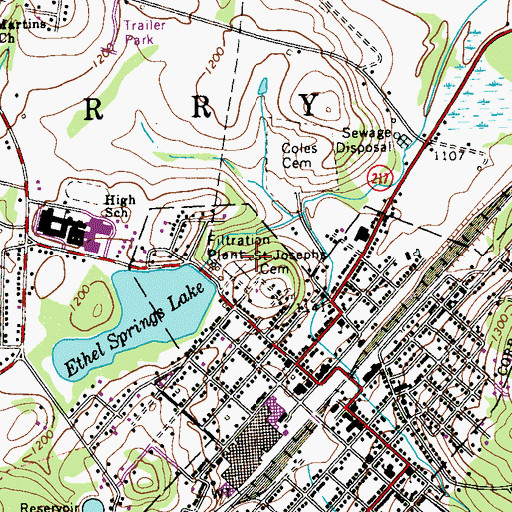 Topographic Map of Saint Josephs Cemetery, PA