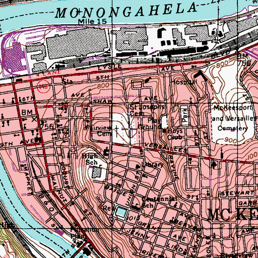 Topographic Map of Saint Josephs Cemetery, PA