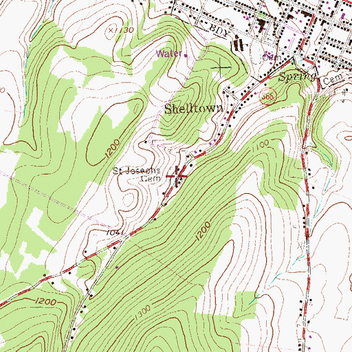 Topographic Map of Saint Josephs Cemetery, PA