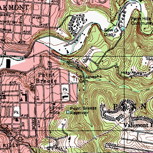 Topographic Map of Saint Josephs Cemetery, PA