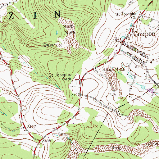 Topographic Map of Saint Josephs Roman Catholic Cemetery, PA