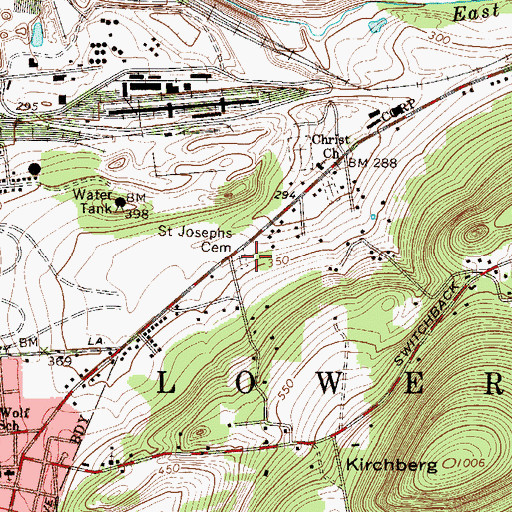 Topographic Map of Saint Josephs Cemetery, PA