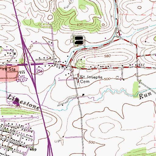 Topographic Map of Saint Josephs Cemetery, PA