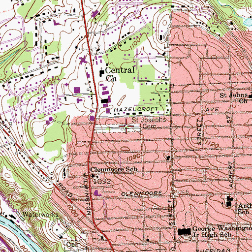 Topographic Map of Saint Josephs Cemetery, PA