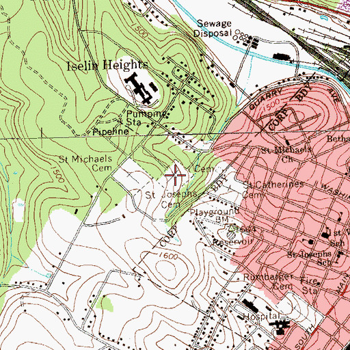 Topographic Map of Saint Joseph Cemetery, PA
