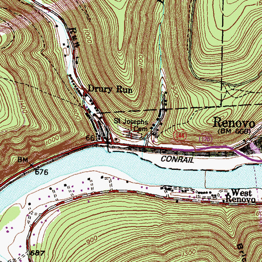 Topographic Map of Saint Josephs Cemetery, PA