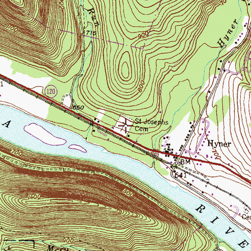 Topographic Map of Saint Josephs Cemetery, PA