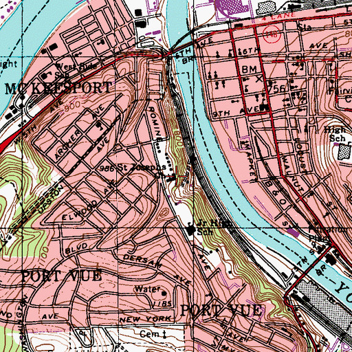 Topographic Map of Saint Josephs Church, PA