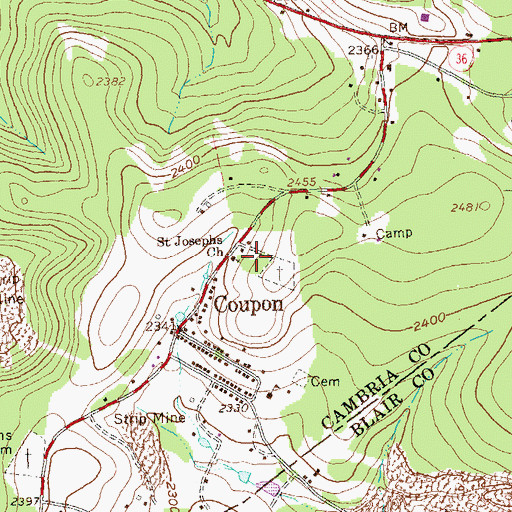 Topographic Map of Saint Josephs Church, PA