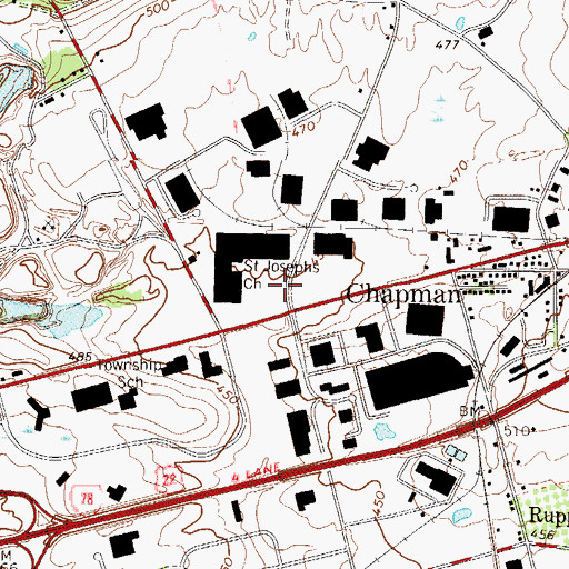 Topographic Map of Saint Josephs Church, PA