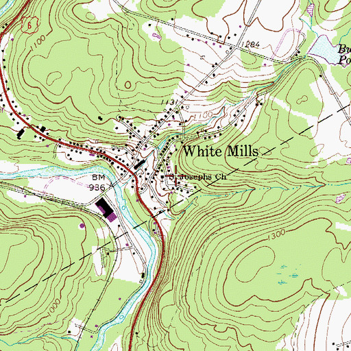 Topographic Map of Saint Josephs Church, PA