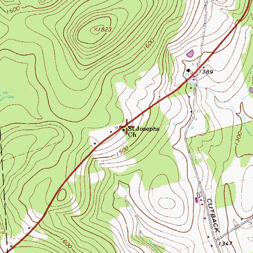 Topographic Map of Saint Josephs Church, PA