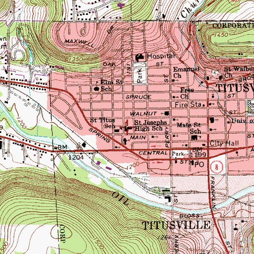 Topographic Map of Saint Josephs High School, PA