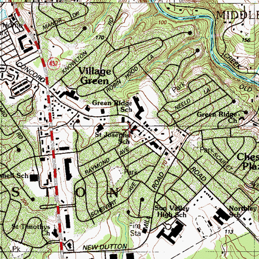 Topographic Map of Saint Josephs School, PA