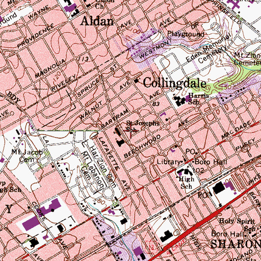 Topographic Map of Saint Josephs School, PA