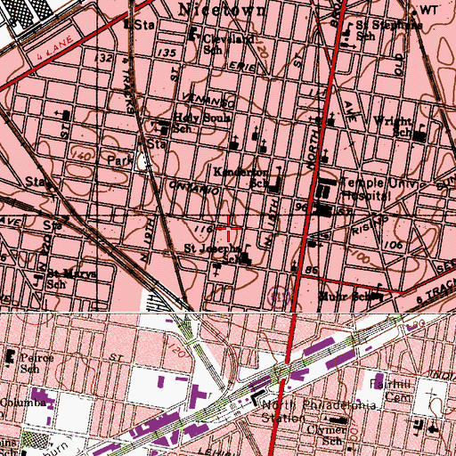Topographic Map of Saint Josephs School, PA