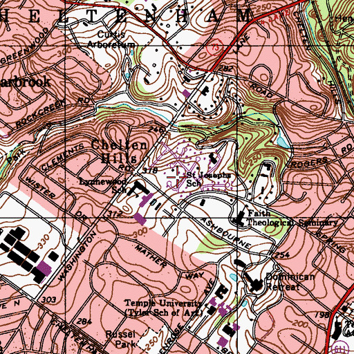 Topographic Map of Saint Josephs School, PA