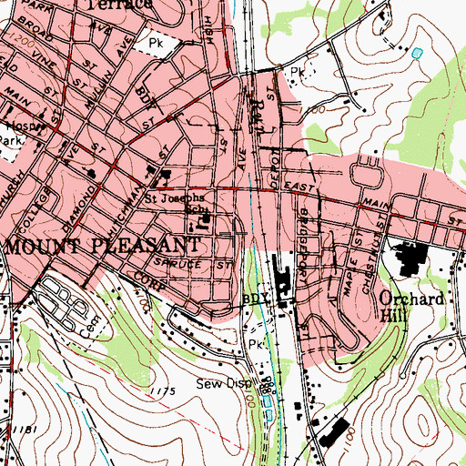Topographic Map of Saint Josephs School, PA