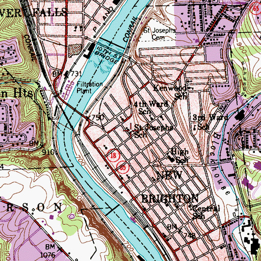 Topographic Map of Saint Josephs School, PA