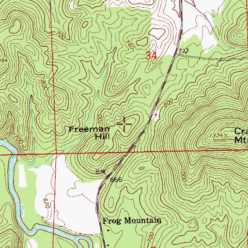 Topographic Map of Freeman Hill, AL