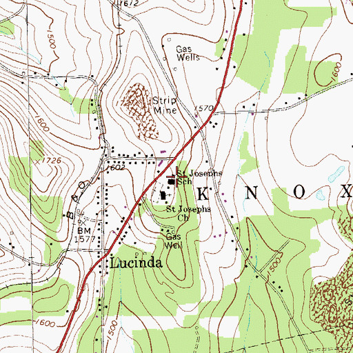 Topographic Map of Saint Josephs School, PA