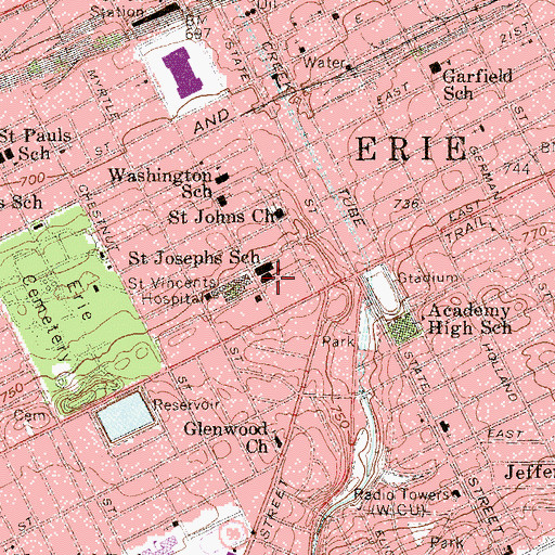 Topographic Map of Saint Josephs School, PA