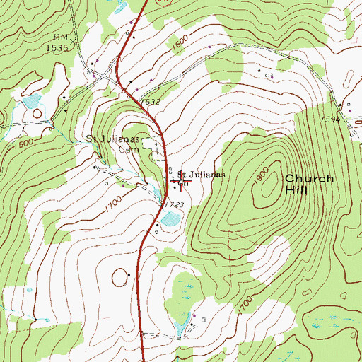 Topographic Map of Saint Julianas Church, PA