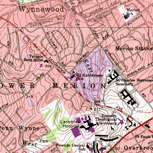 Topographic Map of Saint Katherines School, PA