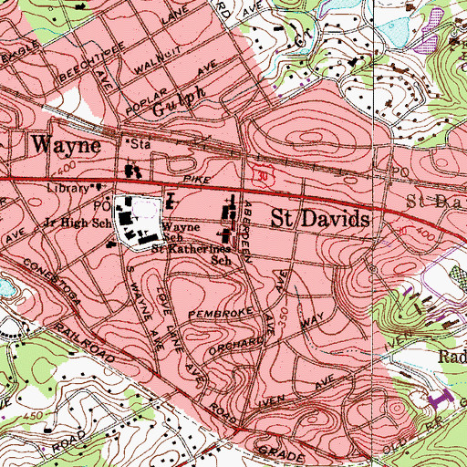 Topographic Map of Saint Katherines School, PA