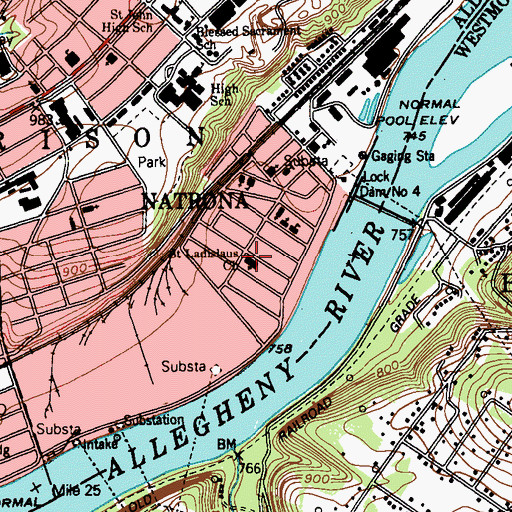 Topographic Map of Saint Ladislaus Church, PA
