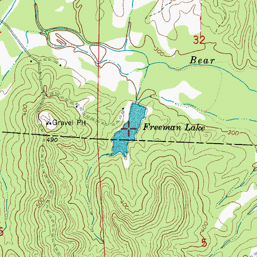 Topographic Map of Freeman Lake, AL