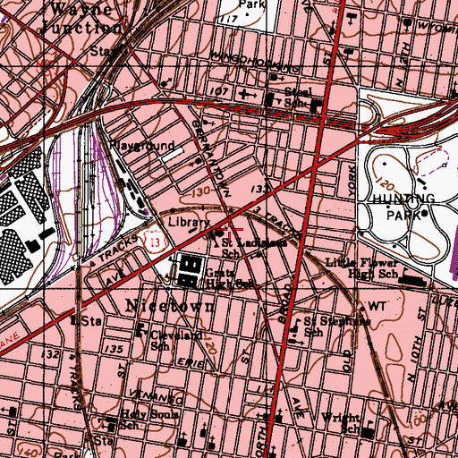 Topographic Map of Saint Ladislaus School, PA