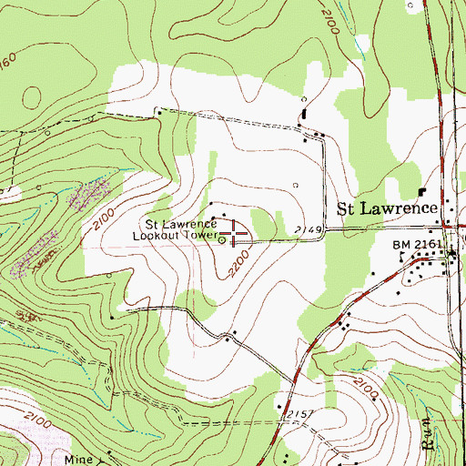 Topographic Map of Saint Lawrence Lookout Tower, PA